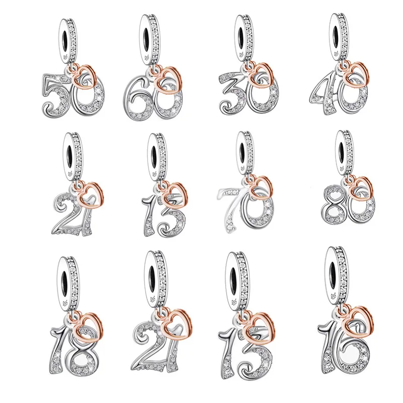 FC Jewelry Charm Bracelet beads charms charm jewelry sterling silver jewelry charm bead silver charm bracelet sterling silver beads beads jewelry silver charm bead sterling silver beads charm bead jewelry making 925 Silver 13 16 18 21 30 40 50 70 80 Number Anniversary Bead for Women Berloque