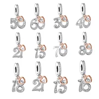 FC Jewelry Fit Original Charm Bracelet 925 Silver 13 16 18 21 30 40 50 70 80 Number Anniversary Bead For Making Women Berloque 1