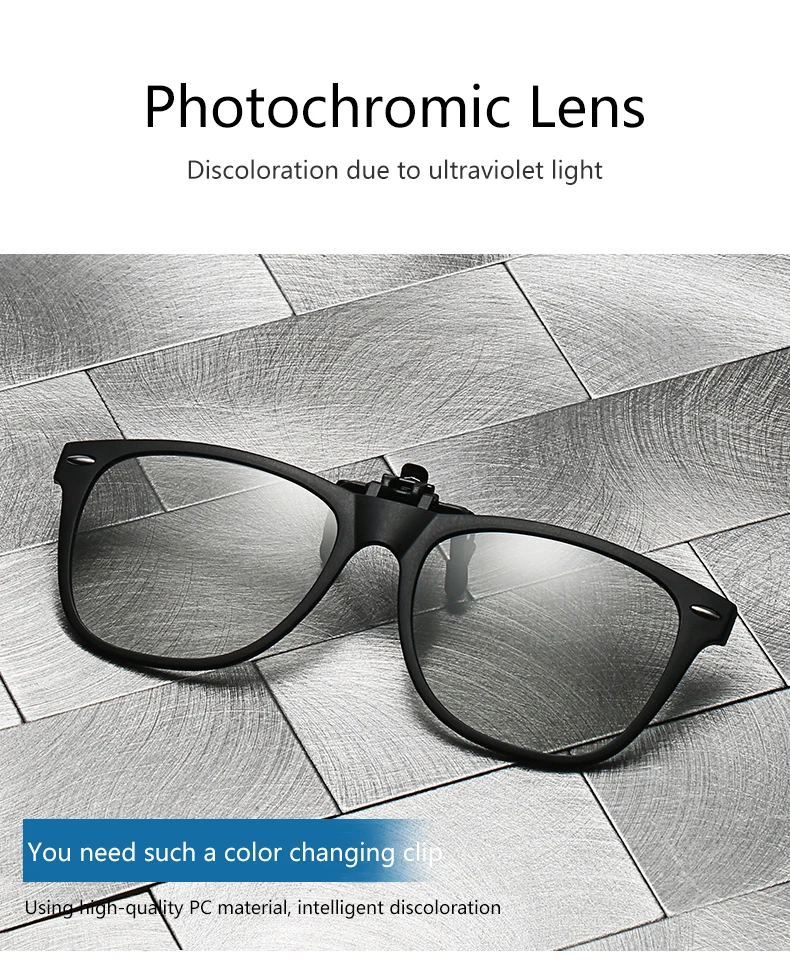 New TR90 Polarized Flip Up Clip on Sunglasses Men Women Photochromic Sunglasses Night Vision Anti Glare Driving Fishing_voghion.com