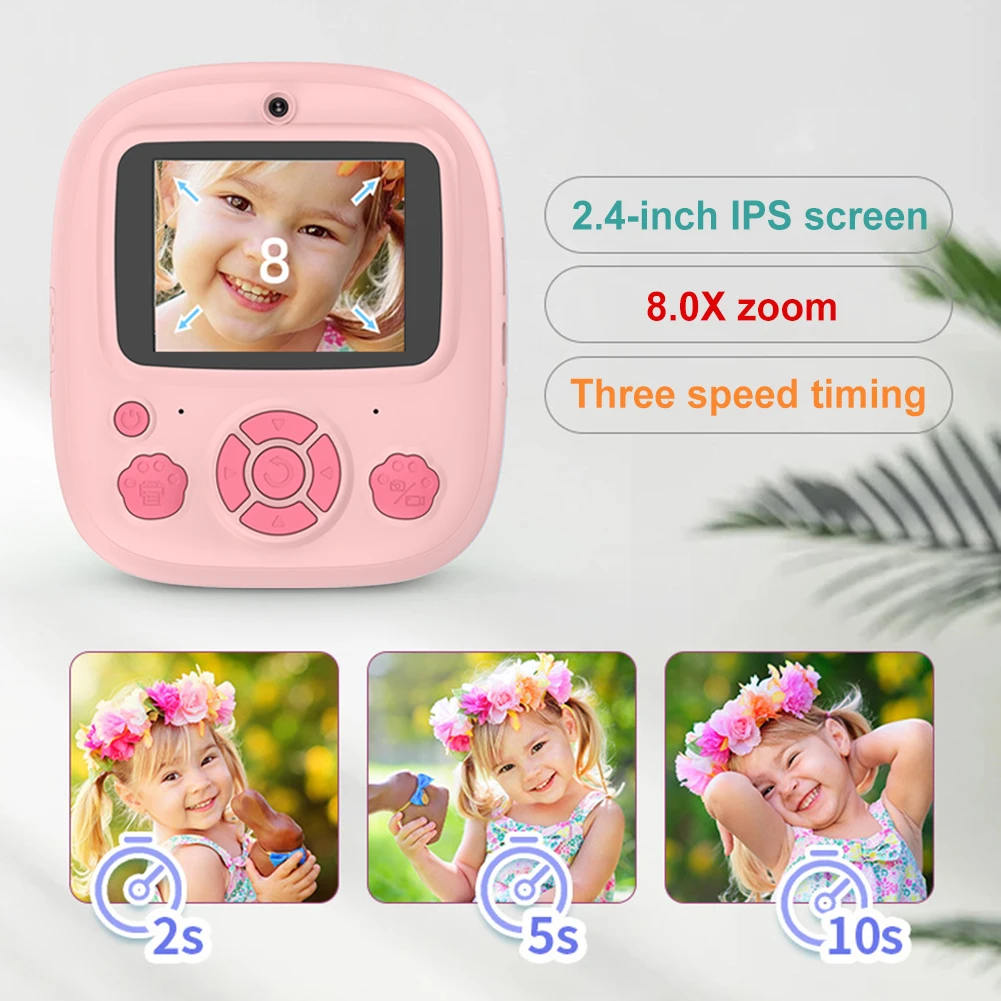 어린이 즉석 인쇄 카메라, 12MP HD 1080P 비디오 어린이 카메라, 여아 생일 및 휴일 선물, 5-12 세 남아