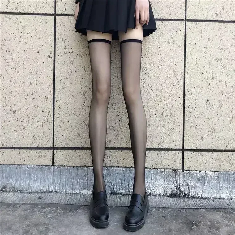 Black White Thigh High Stockings – Ultra Thin JK Lolita Socks 16 S288869065ebf41aeaa2e6a394d673e6fq