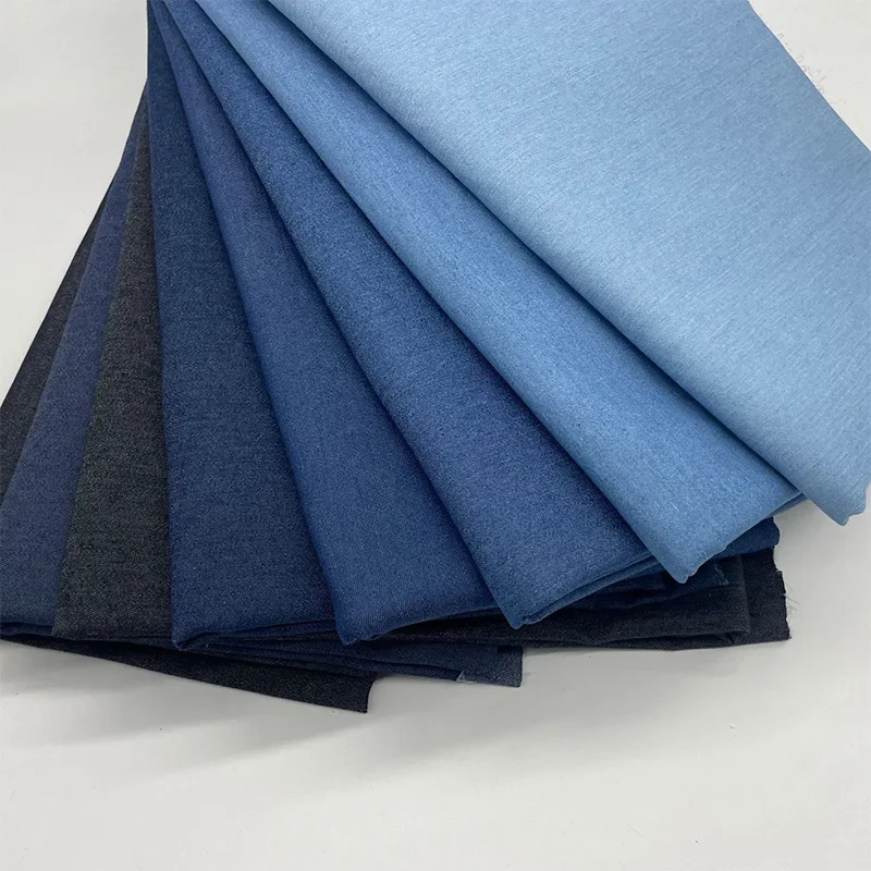 Washed Cotton Polyester Denim Fabric for Jackets And Pants Twill Wear-resistant Winter Heavy-duty Blue Jeans Material