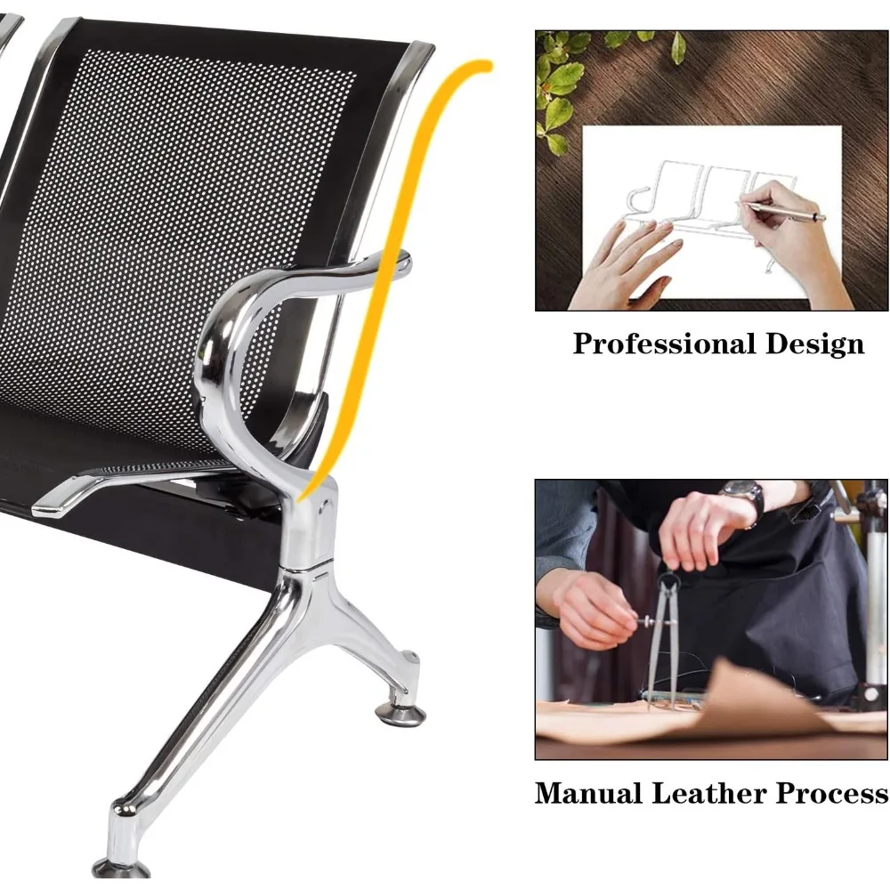 3-seat waiting room bench - waiting room chairs with arms airport reception bench, lobby bench seating office bench waiting are