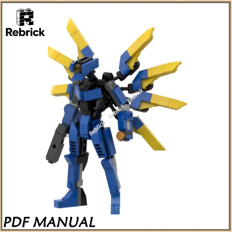 울트라킬 V1 스타일 메카 MOC 브릭스 블루 사이버 워리어 피규어 모델 빌딩 블록 키트