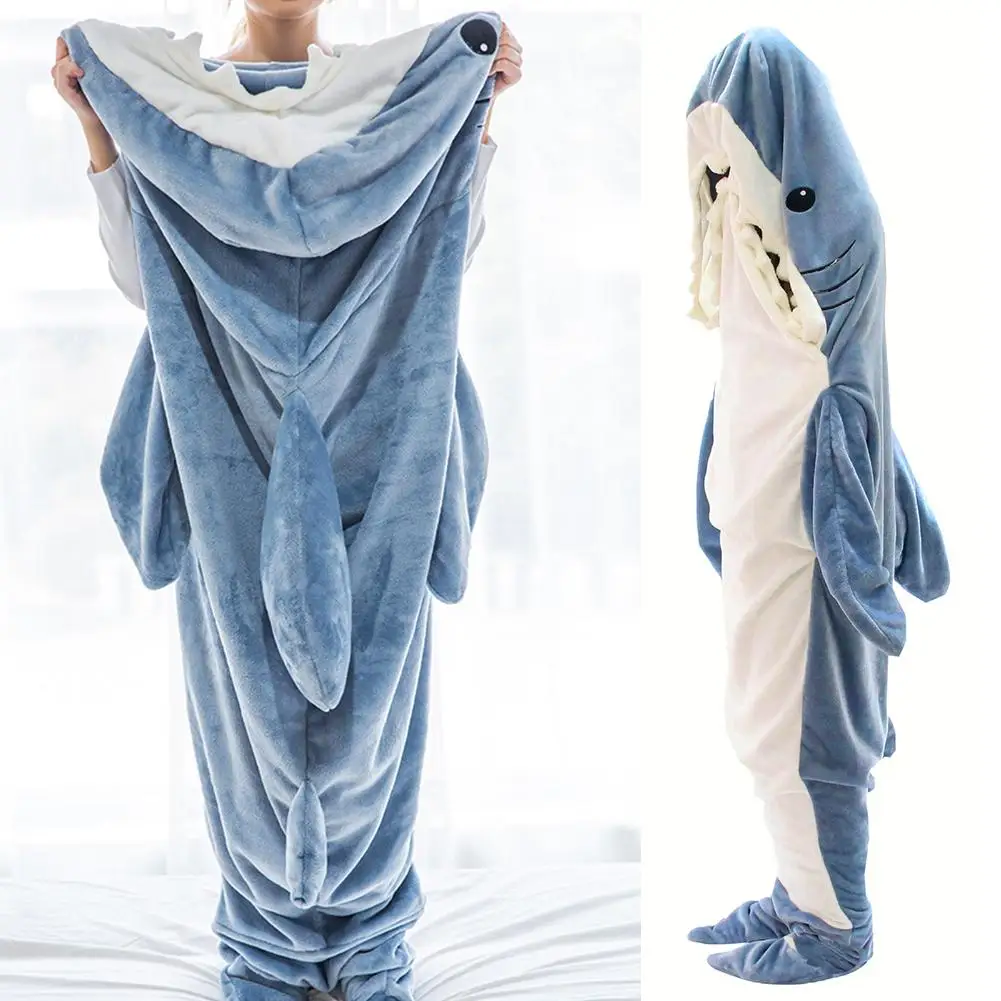 Wearable Blanket Hoodie Cartoon Pajamas Winter Sleeping Sack Pijamas De  Mujer Shark Warm Cozy Nightgown Tiburon Sleepwear - AliExpress