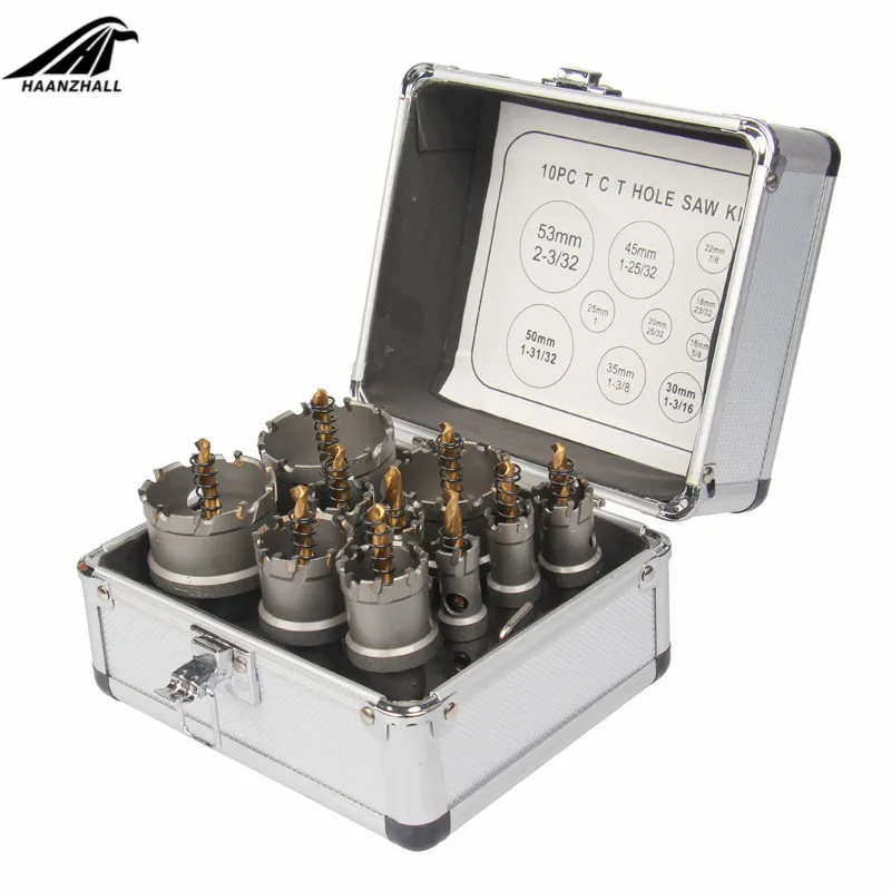 Tools Free Shipping TCT Tungsten Carbide Tipped Hole Saw Cutter Drill Bit Set For Metal Working Thick Stainless Steel