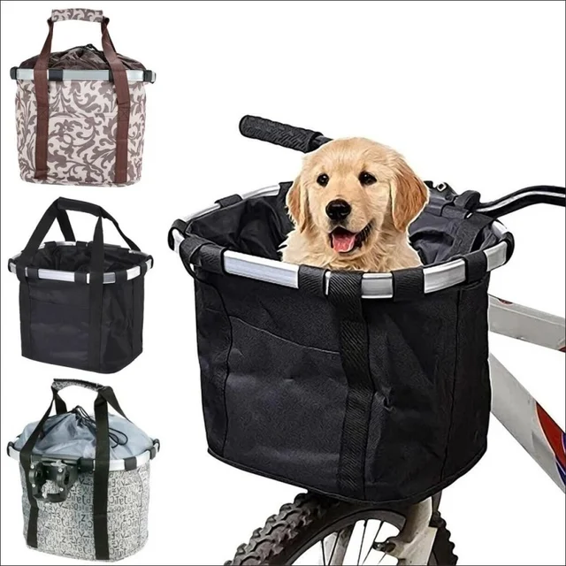 Bicycle Front Basket Bike Small Pet Dog Carry Pouch 2in1 Detachable MTB Cycling Handlebar Tube Hanging Fold Baggage Bag 5KG Load Bicycle Front Basket Bike Small Pet Dog Carry Pouch 2in1 Detachable MTB Cycling Handlebar Tube Hanging Fold Baggage Bag 5KG Load