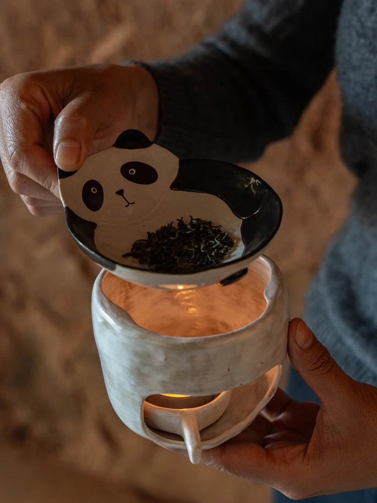 일본식 세라믹 차 로스팅 티 워밍 포트 차 끓이는 기구 삼나무 향로 올인원 다도 세트