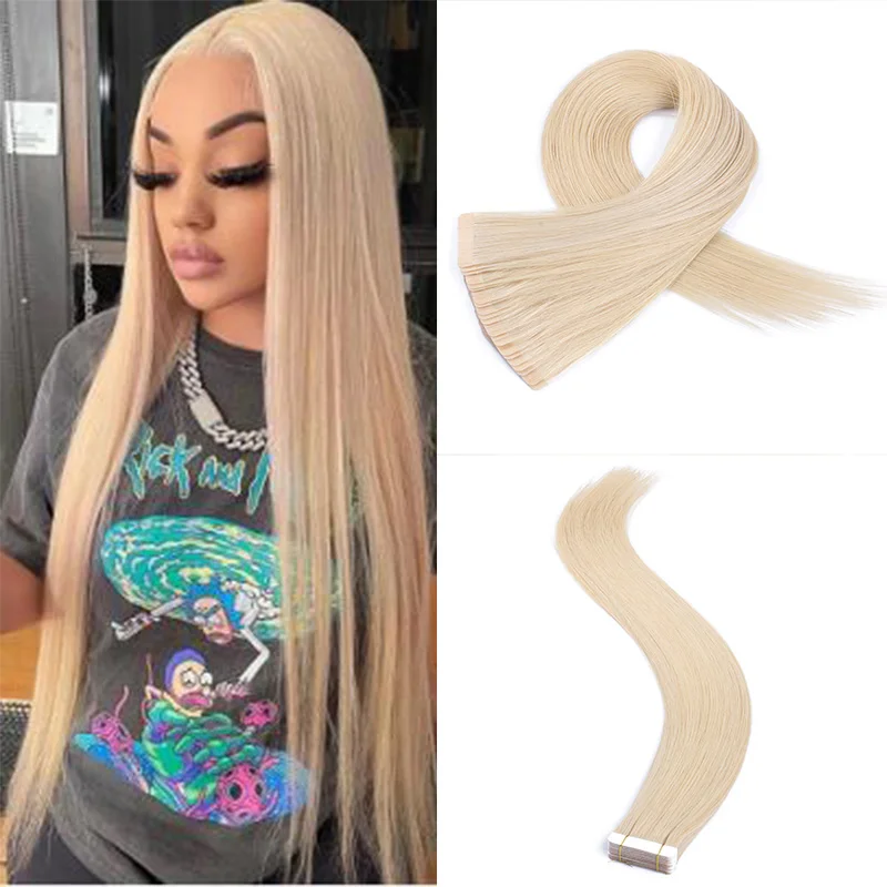 

Blond Color Tape In Human Hair Extensions Skin Weft Hair Extensions Adhesive Invisible Silky Straight High Quality