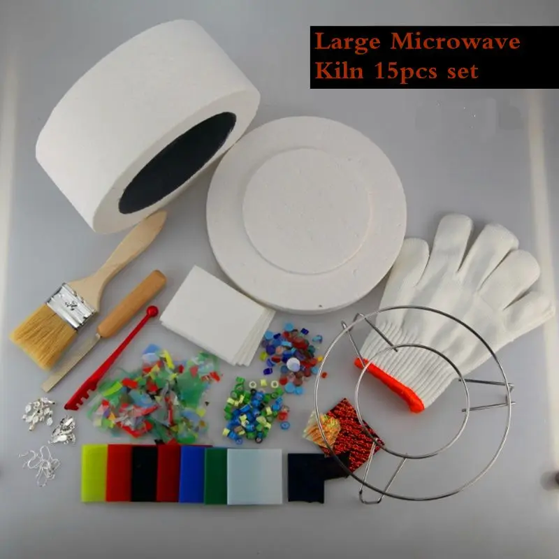 Arts Crafts DIY Jewelry Manual Making Large Microwave Kiln 15pcs set Glass Kiln Fusing Glass In Pottery