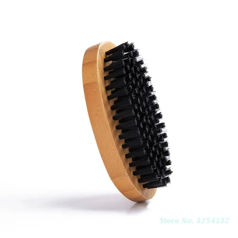 

Men Beard Brush Oval Bamboo Handle Facial Hair Nylon Wool Mustache Brush Stylish Grooming Brush for Facial Hair Care