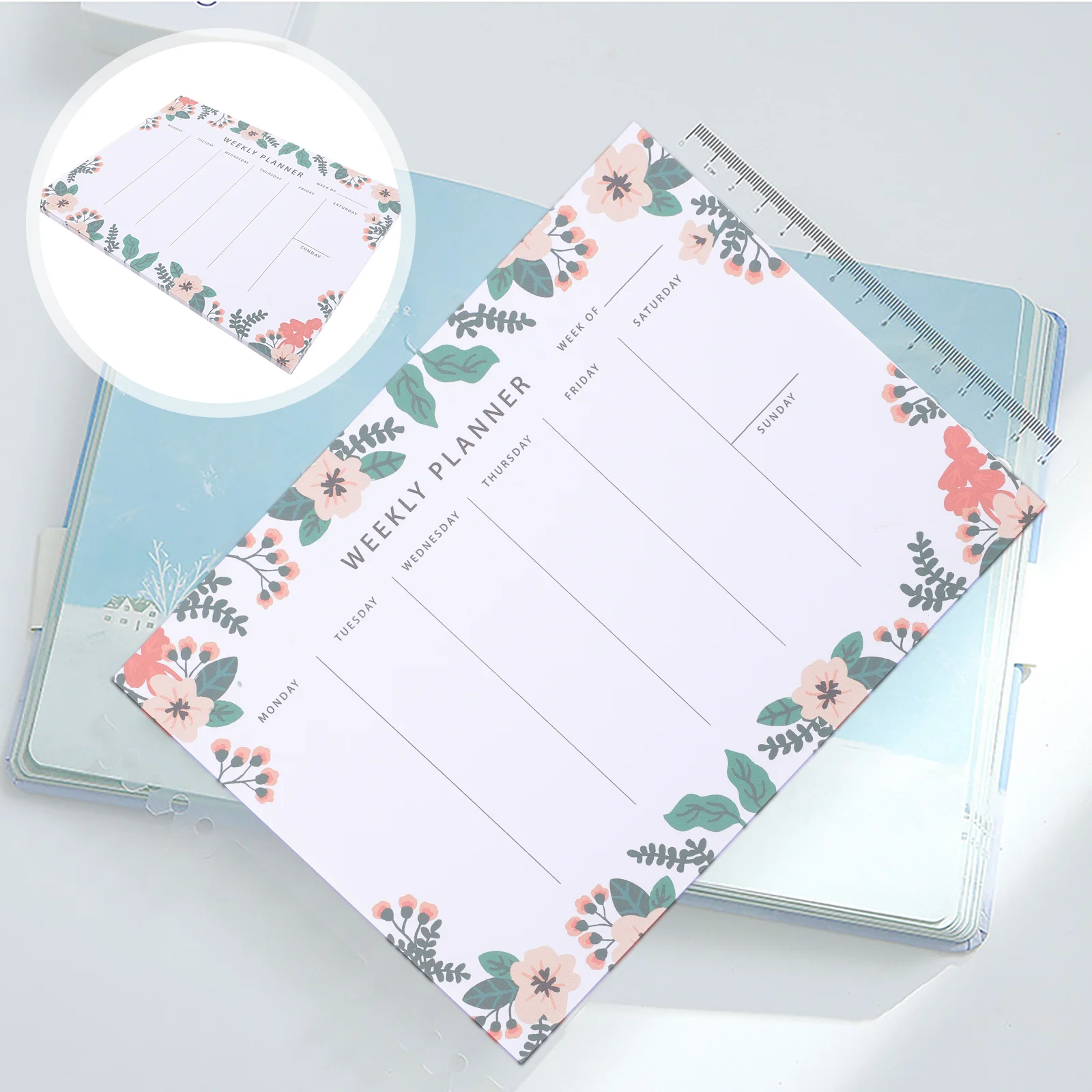 

Weekly Planner Notepad for Daily Schedule To Do List Notes Habit Academic Planner Flower