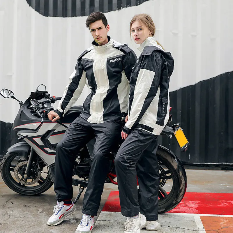 Unisex Riding Motorcycle Rainwear Suit Adult Rain Jacket Thin Waterproof Raincoat Poncho Rain Pants Suit Riding Sports Raincoat