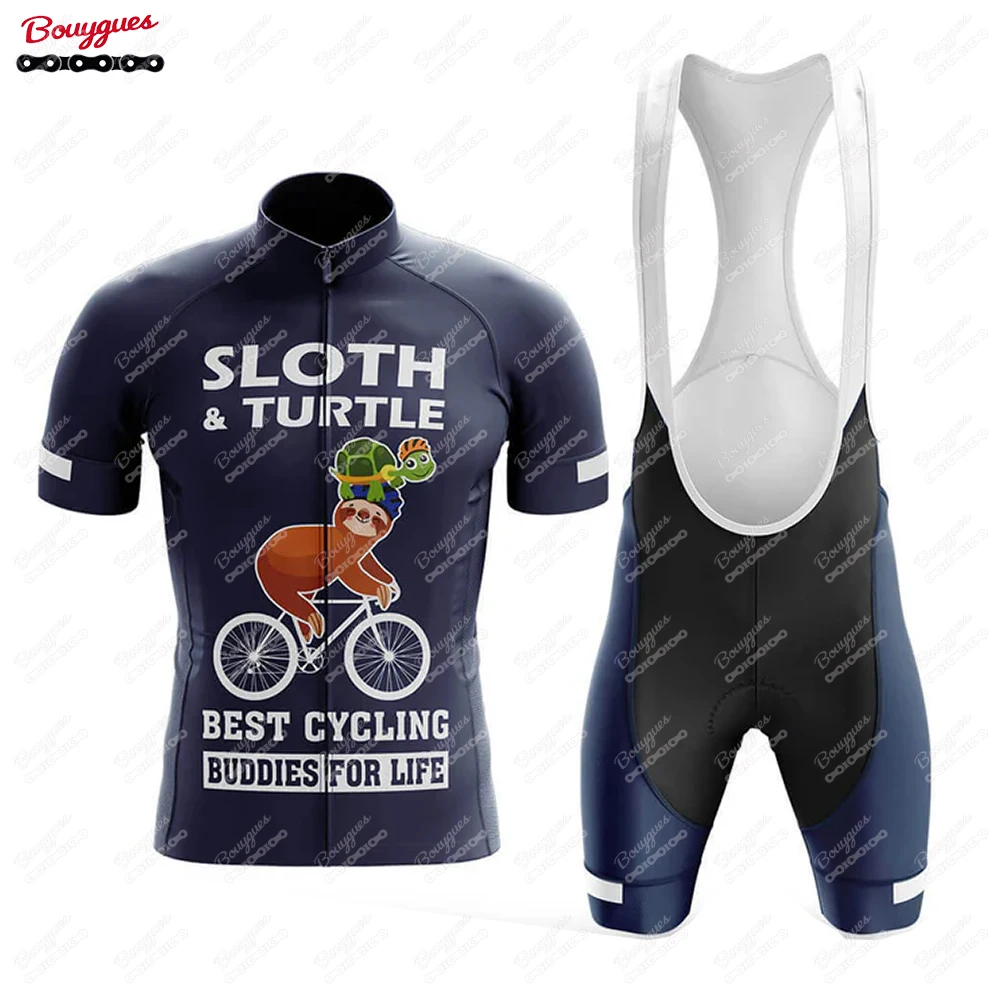 Sloth And Turtle Cycling jersey Sets Men's Cycling Clothing Summer Short Sleeve MTB Bike Suit Pro Bicycle Clothes Ropa Ciclismo