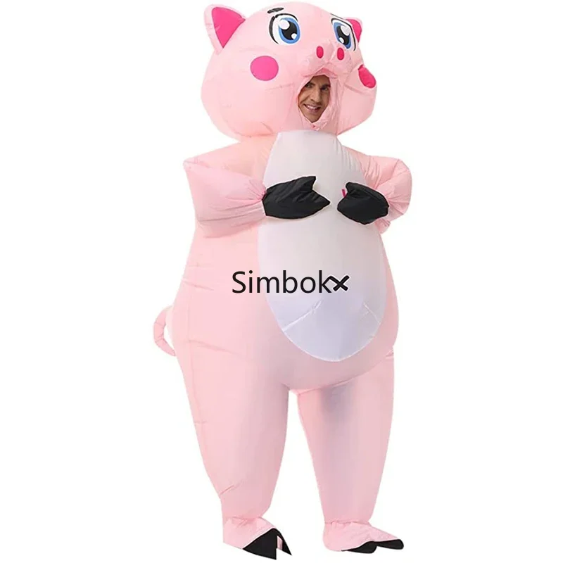 

Inflatable pink pig costume for adult, Christmas fancy dress, masquerade, Funny cosplay party clothes