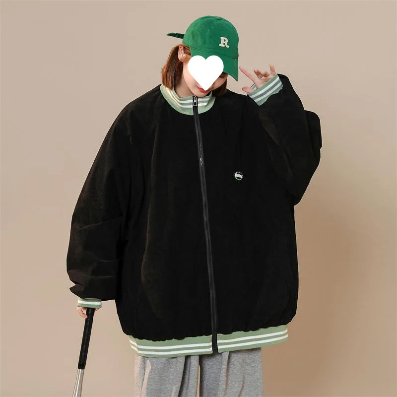 2023 Spring Autumn Women Jacket New Fashion Corduroy Baseball Jacket Casual Versatile Loose Vintage Clothes