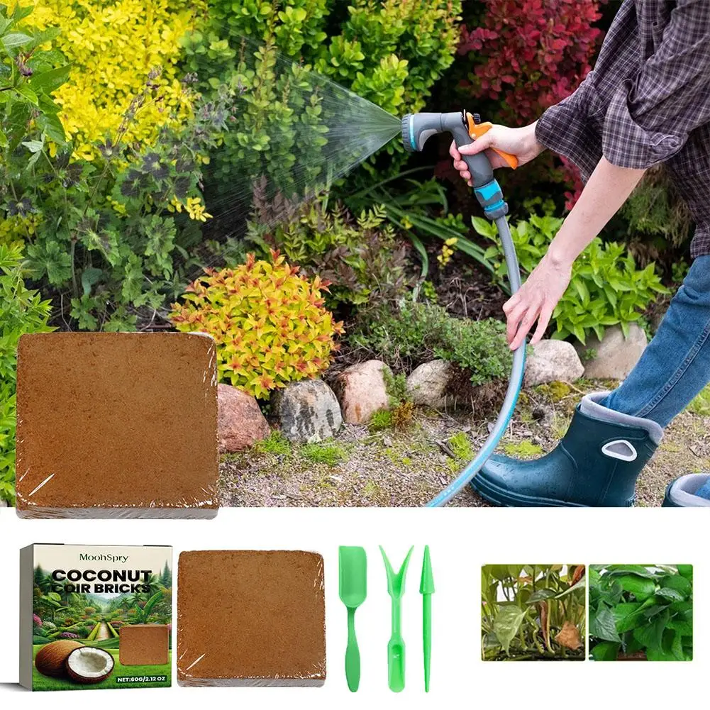 

Coir Fiber Brick Natural Compressed Bricks Improve Palnt Promote Healthy Growth Supplies Texture Planting Home Soil Garden T5M8