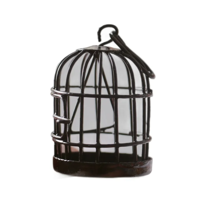 1pc New 1:12 Scale Metal Bird Cage with Bird Birdcage Dollhouse Miniature Gold Tone 6