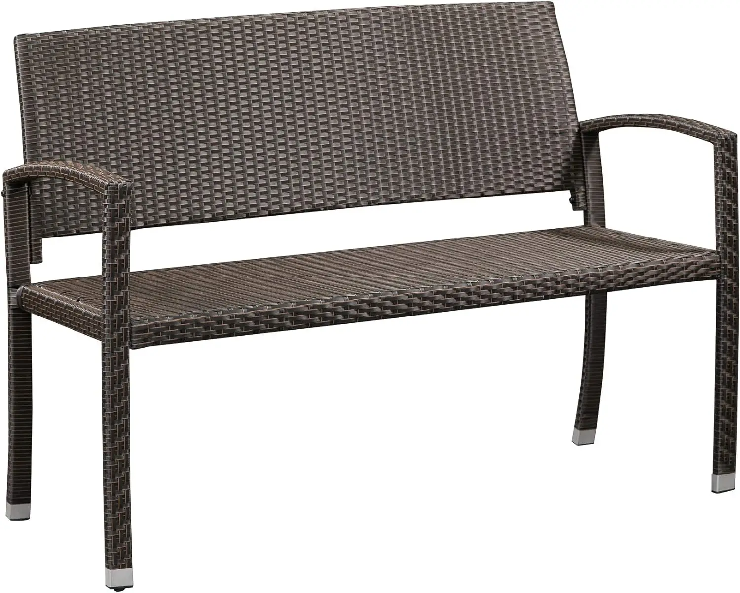 

Miles PU Wicker Steel Frame All Weather Bench Attractive Woven Design Easy Assembly Lightweight Year Round Accent Porch Lawn