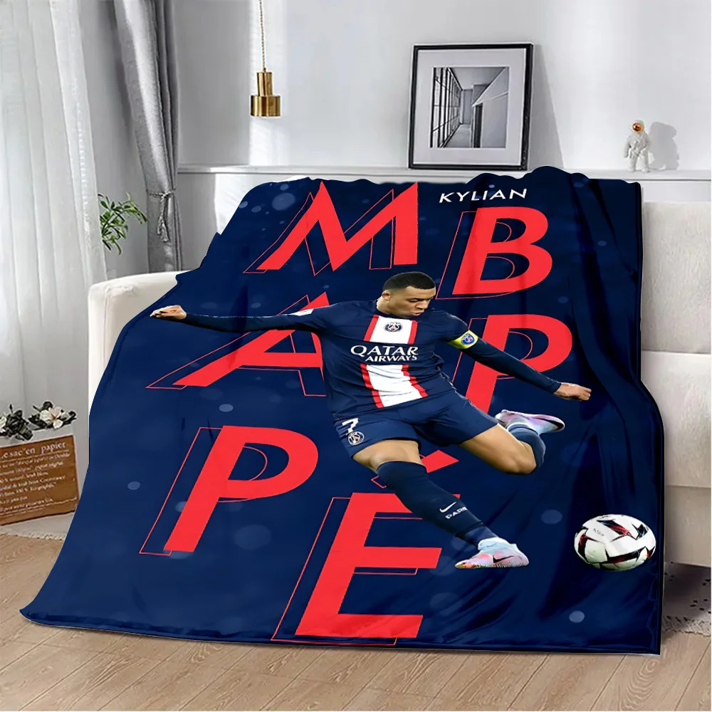 Printed Blanket Football K-Kylian Star M-Mbappé Picnic Blankets Warm Blanket Soft and Comfortable Home Travel Birthday Gift 3