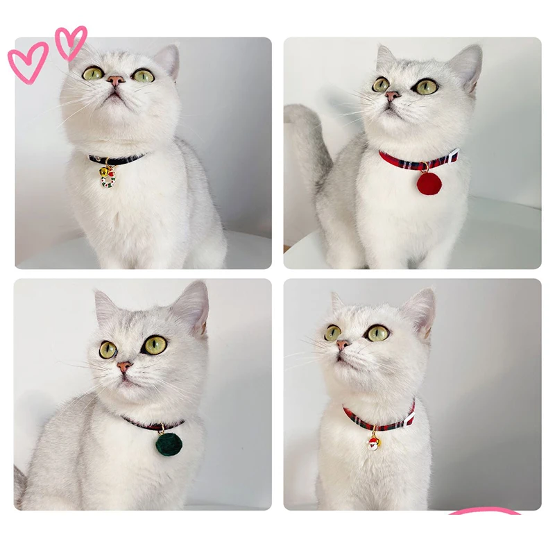 

2023 Christmas Holiday Cat Collar Adjustable Neck Strap Puppy Kitten Chihuahua Collars with Pendant Pets Rabbit Necklace