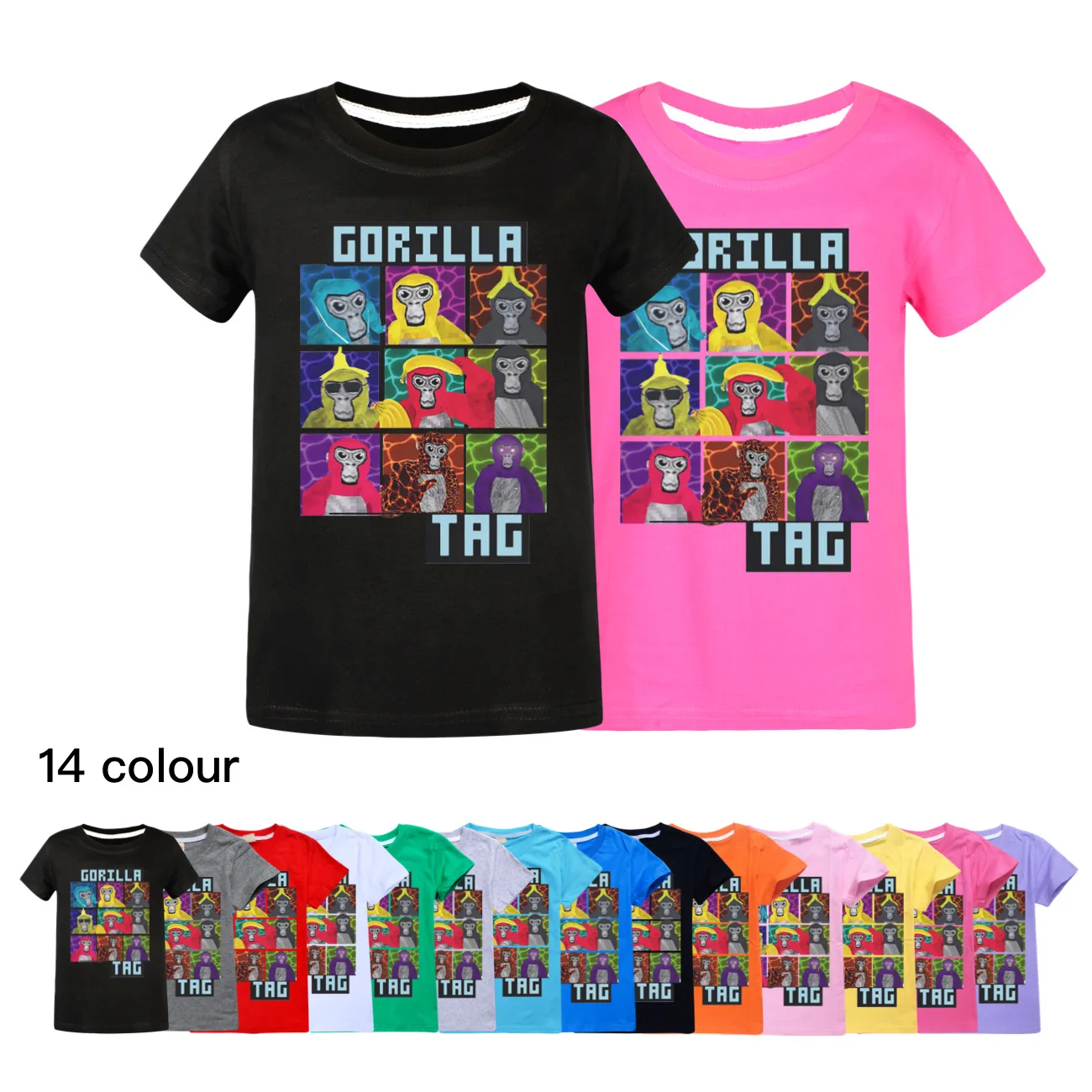 Gorilla Tag Kids Cartoon Monkey Short Sleeve Summer Tee
