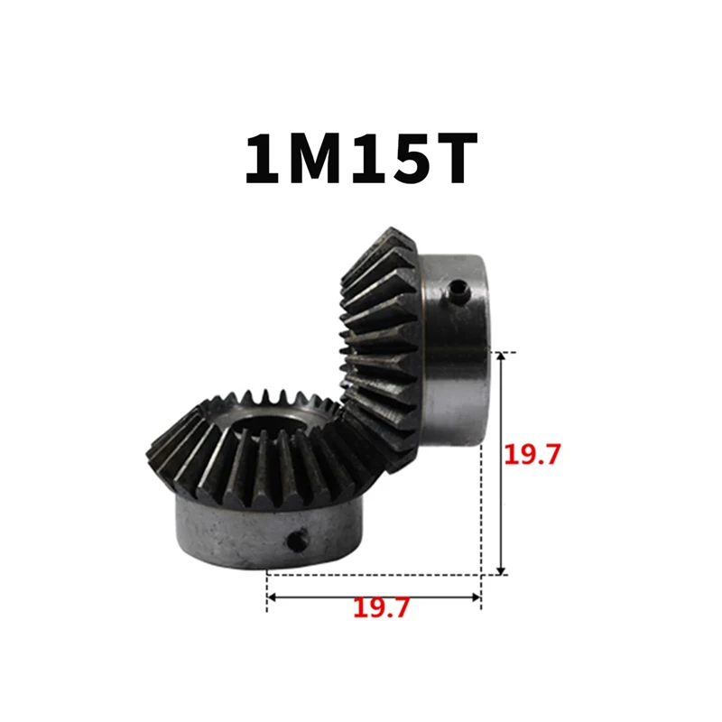 Bevel Gear 1M 15Teeth Inner Hole 6 mm Gear 90 Degrees Meshing Angle Steel Gears Screw Hole M5 2pcs