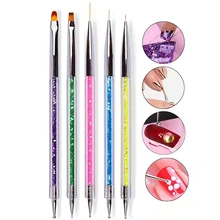 

5 Pcs/Sets Nail Art Pen 2 In 1 Double Ends Dotting Drawing Painting UV Gel Liner Polish Brush Set Nail Art Dotting Tools