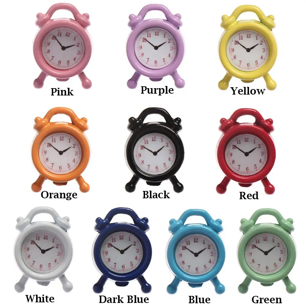 1pc 1:12 Scale Metal Alarm Clock Mini Home Decoration Dollhouse Miniature Toy Doll Kitchen Living Room Accessories 10 Colors 6