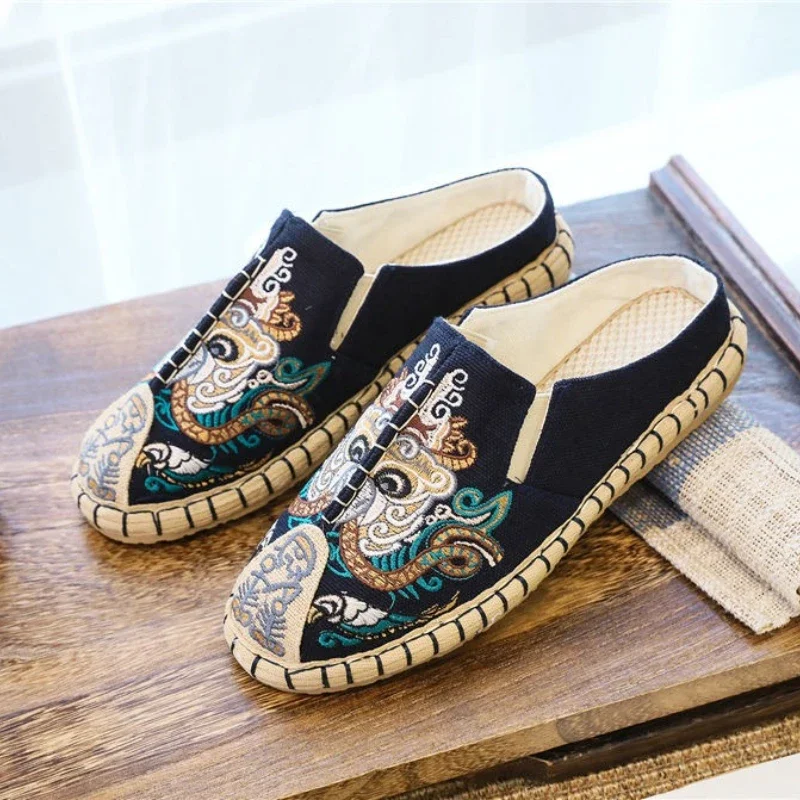 남성 신발 집 주변 산책 자수 하프 남성 슬리퍼 저렴한 신발 정리 저렴한 가격 Mascullino Designer Luxury Y2k Slides