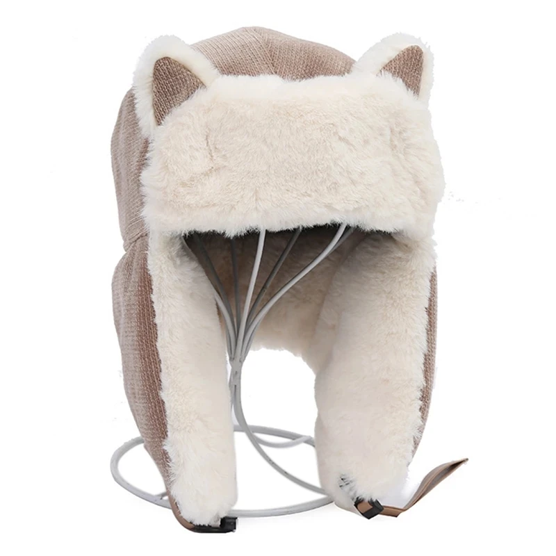 Women Ear Flapped Hat Winter Cold Proof Warm Cotton Hat Cat Ears Cap Winter Russian Caps Warm Earmuffs fur hat knitted earflap hat winter hat