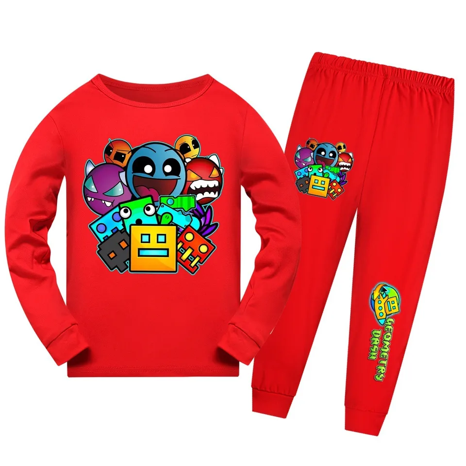 New Geometry Dash Kids T-shirts Pants Pajamas Sets Summer Shorts