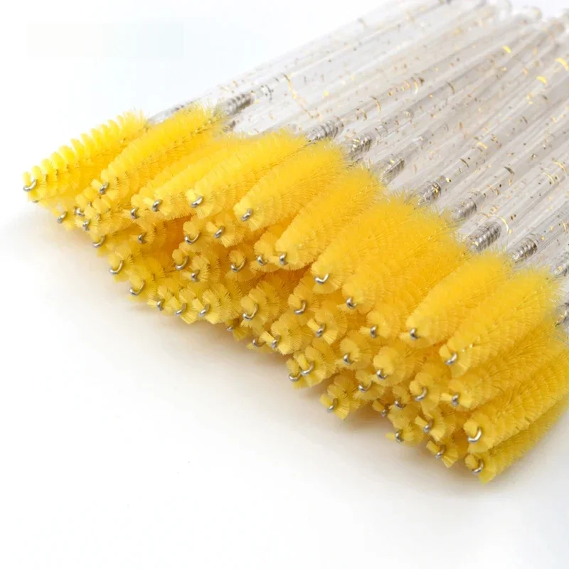 50 Pcs 속눈썹 브러쉬 가짜 눈 속눈썹 연장 도구 눈썹 브러쉬 마스카라 완드 애플리케이터 스풀러 속눈썹 화장품 도구