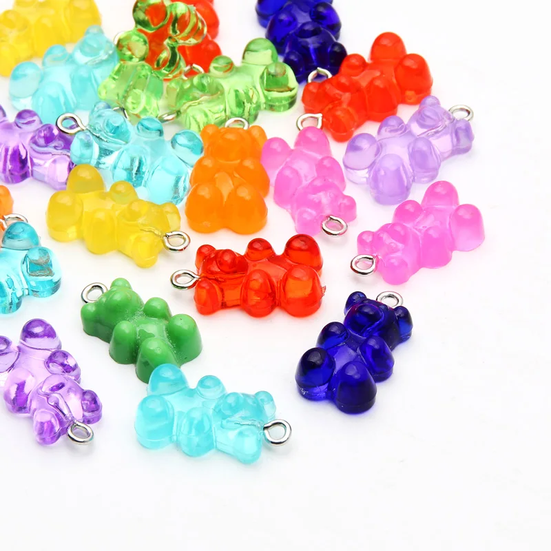 100 pçs mini resina gummy bear encantos do prego misturado iridescente ab  doce urso 7mm/9mm aurora urso peças do prego jóias que fazem o encanto do  prego - AliExpress