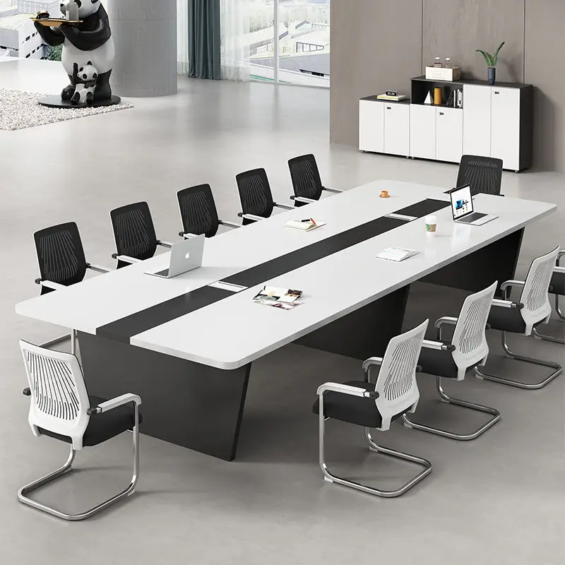 Conference table, long table, simple modern training table for 10 people, negotiation table, conference room, round painted negotiation table for 3 people simple modern white small reception conference table and chair combination