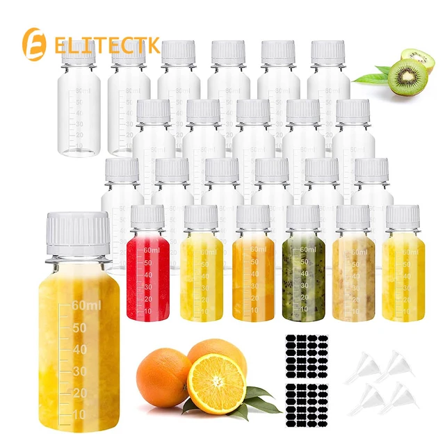 Plastic Bottles for Liquids Small Clear Ginger Shots Bottles Travel Mini  Bottle with scale for Vanilla Hot Sauce Juice Whiskey