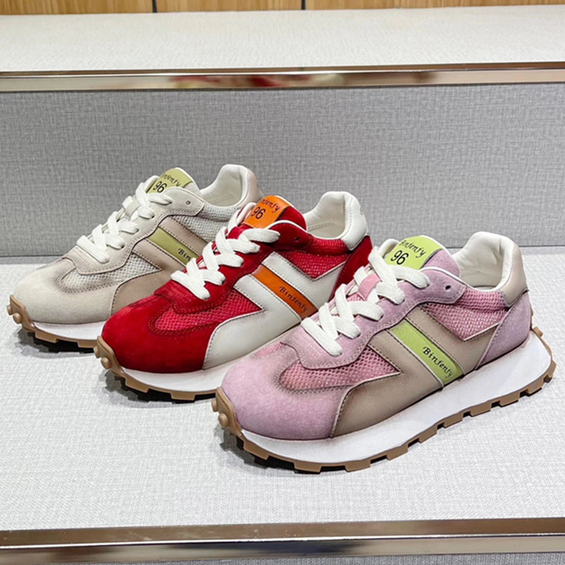 

Maxdutti 2023 Summer New Fashion Ins Style Sneakers Women Retro Color Matching Genuine Leather School Shoes Casual