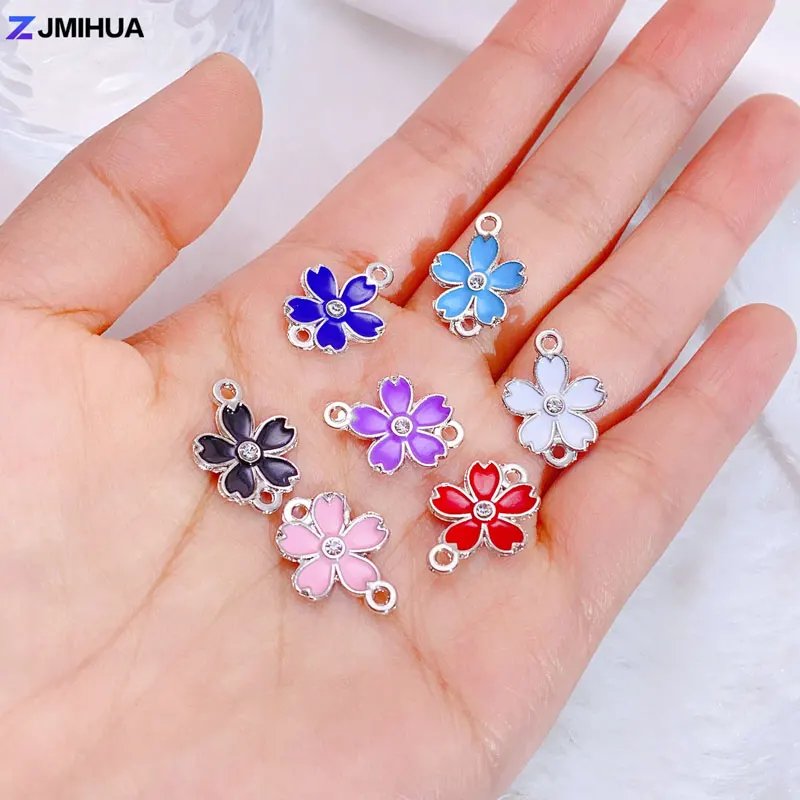 

15pcs Crystal Enamel Flower Connectors Charms For Jewelry Making Supplies DIY Handmade Bracelets Anklets Findings Accessories