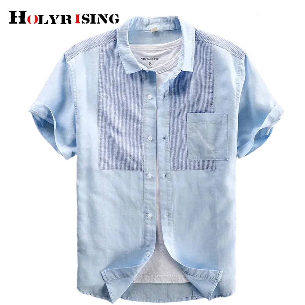 

Рубашка NZ056 мужская из хлопка и льна, Повседневная Блузка в полоску, прошитая, в японском ретро стиле, брендовая одежда