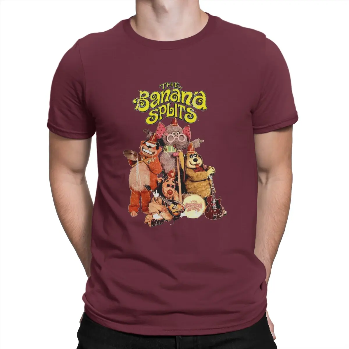 thumbnail image 1 of Camiseta Drooper desgastada para hombre, con dibujos animados de Banana Splits, cuello redondo, manga corta, tela, humor, regalos de cumpleaños de alta calidad., 1 of 7