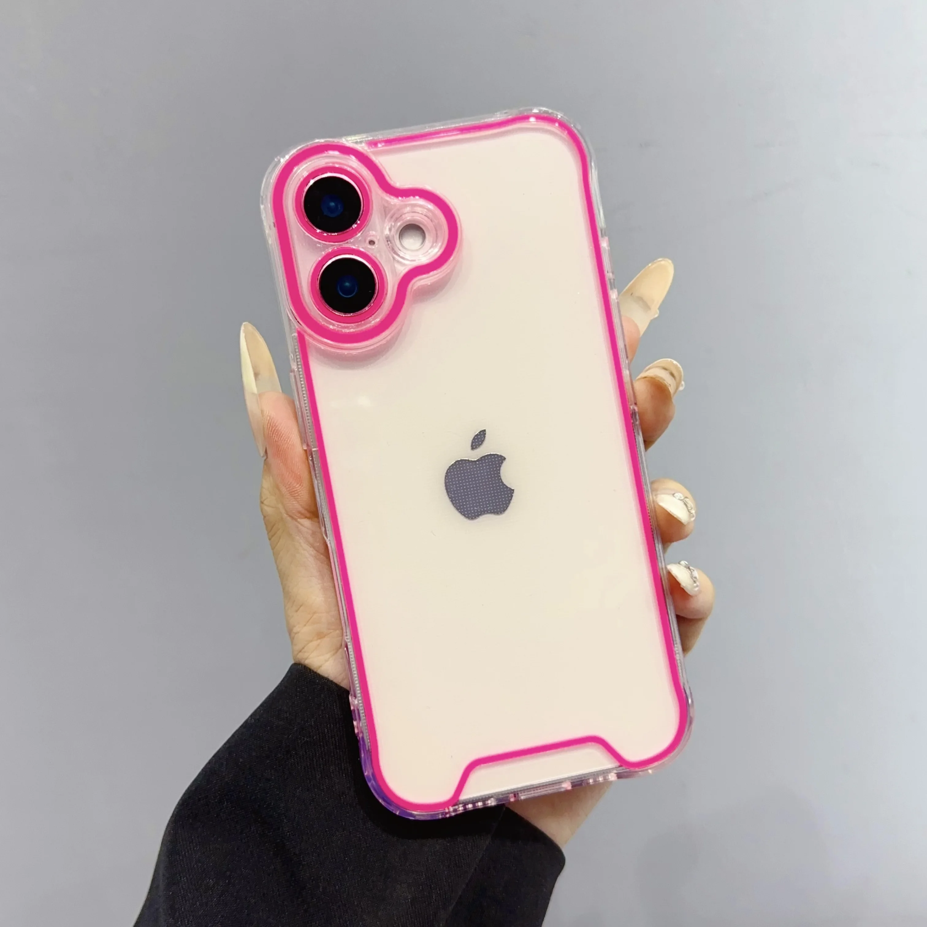 Luxury Luminous Night Light Transparent Case with Fluorescent Frame and Soft TPU Bumper Cover