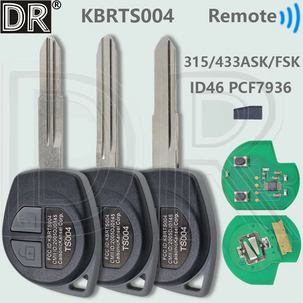 DR KBRTS004 ID46 PCF7936 ชิป 315/433 ถาม/FSK รถรีโมทกุญแจสําหรับ Suzuki Swift SX4 Vitara JIMNY ALTO Vitara Grand Ignis Splash