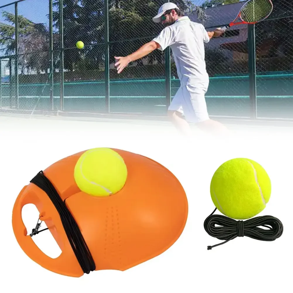 1Set Tennis Exercise Equipment Rebound Ball with Long Elastic Rope Tennis Training Gear Non-slip Base for Adults and Kids