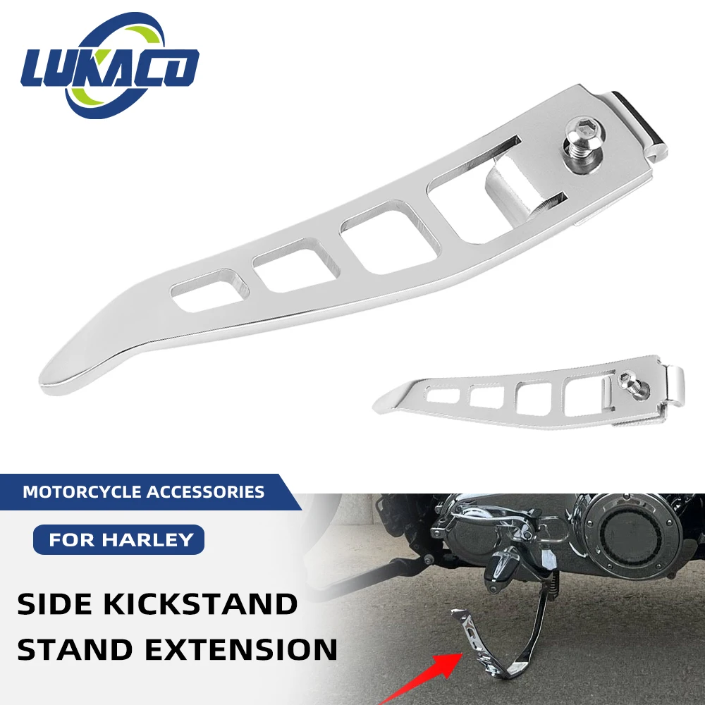 

1 Set Motorcycle Chrome Foot Pedal Support Kickstand Stand Extension Kit For Harley Dyna Fat Bob Street Bob Low Rider 1993-2017