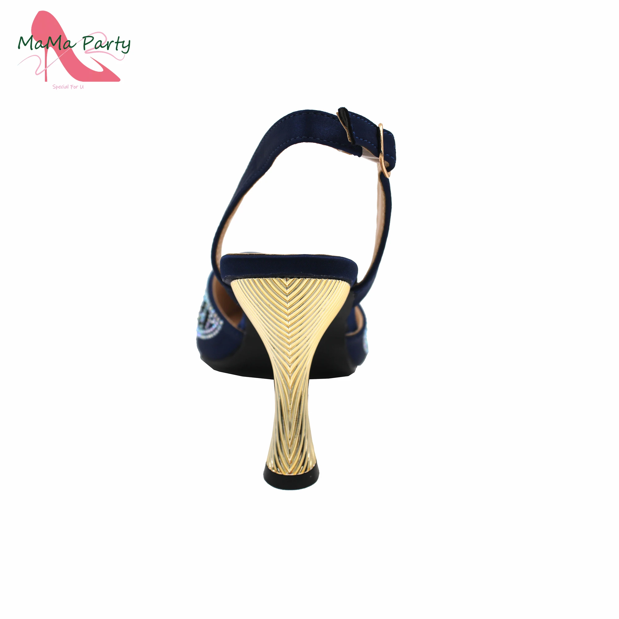 Navy Blue New Arrivals Italian Design 2024 Summer Hot Sale Shoes and Bag Set for Nigerian Women Pointed Toe Pumps for Party