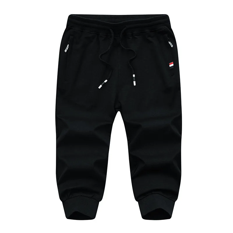 Men's Knitted Sports Pants Cotton Leisure Athletic Seven-cent Pants 3/4 Cropped Trousers Running Pants Men Fitness Sweatpants 2