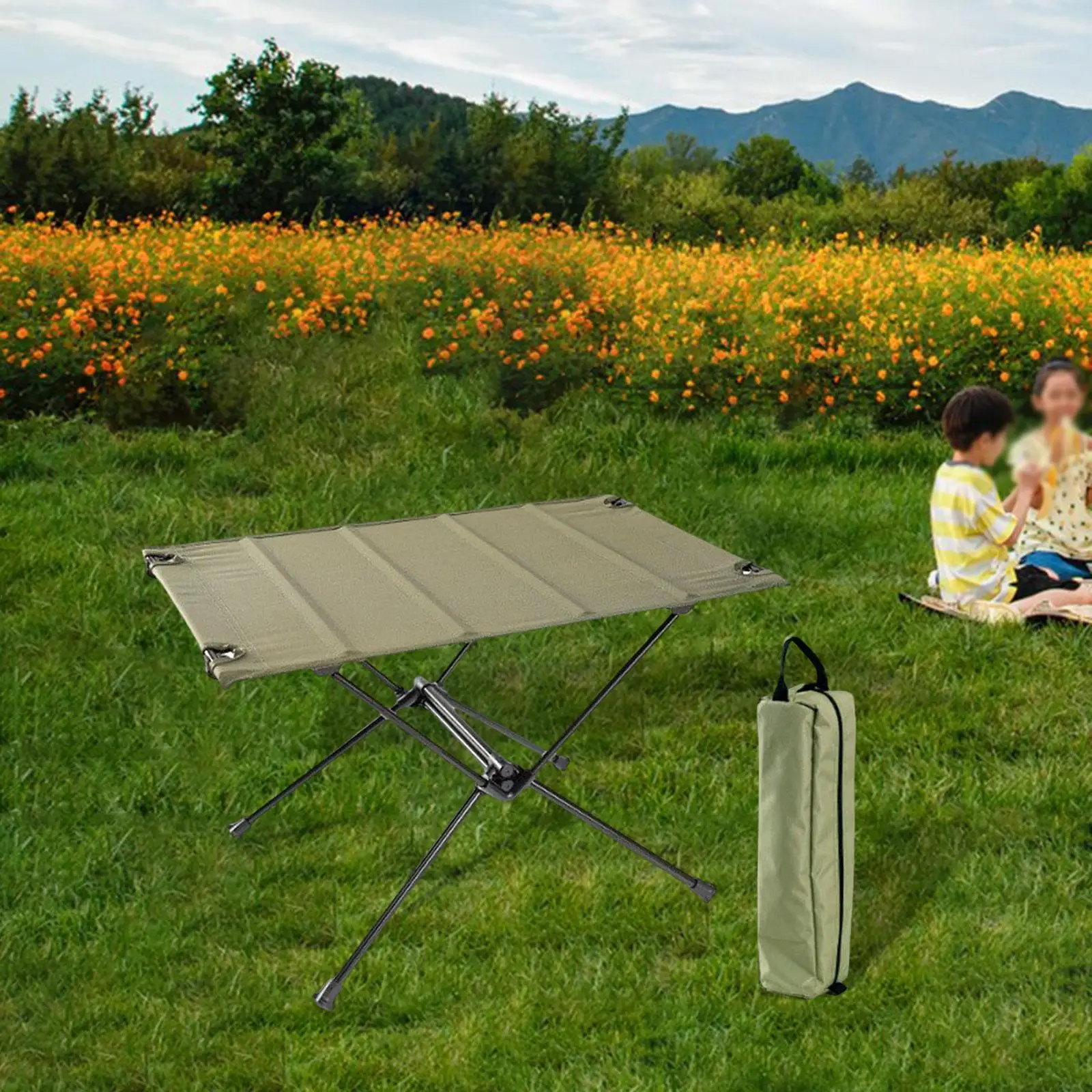 Foldable Camping Table Aluminum Alloy with Carry Bag Camping Desk Outdoor Table for Travel Garden BBQ Fishing Backpacking