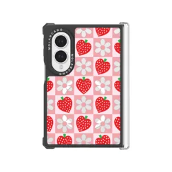 Floral Magnetic Phone Case with Wireless Charging - Sunflower Strawberry Design - Galaxy Z Fold8 (Strawberry)