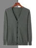 Spring Autumn Men V-neck Cardigan 100% Mink Cashmere Sweater Smart Casual Solid Comfort Cashmere Knitwear Korean Popular Clothes 4