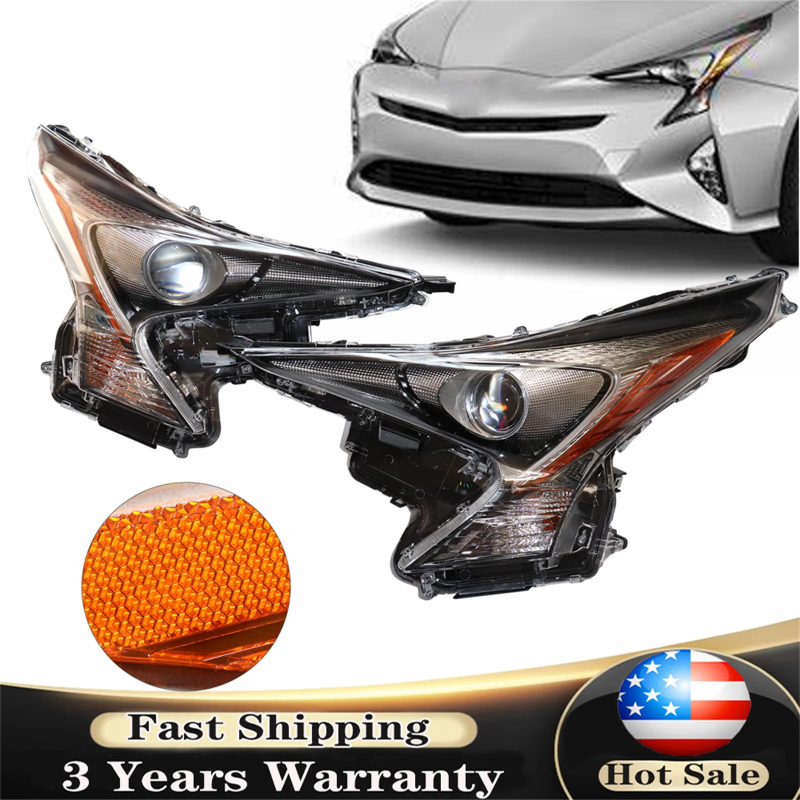 

For 2016 2017 2018 Toyota Prius LED Headlight Headlamp Accessory Pair/Driver/Passenger Side